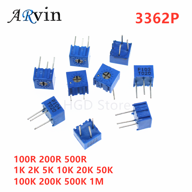 Potentiometer 10K - 10pcs 3362P Résistance Série 101 201