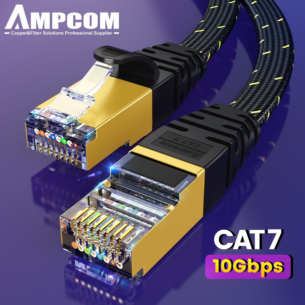 Rj45 Jack - AMPCOM-Câble Ethernet CAT7 SFTP rond RJ45,