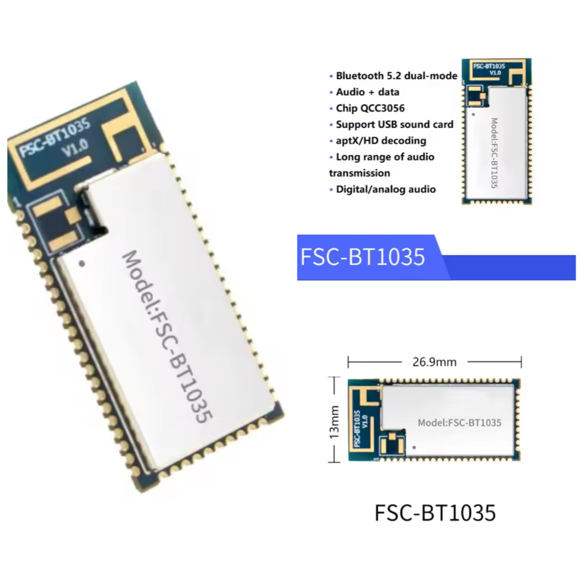 Usb Sound Card - Module audio Bluetooth 5.2 FSC-BT1035 avec