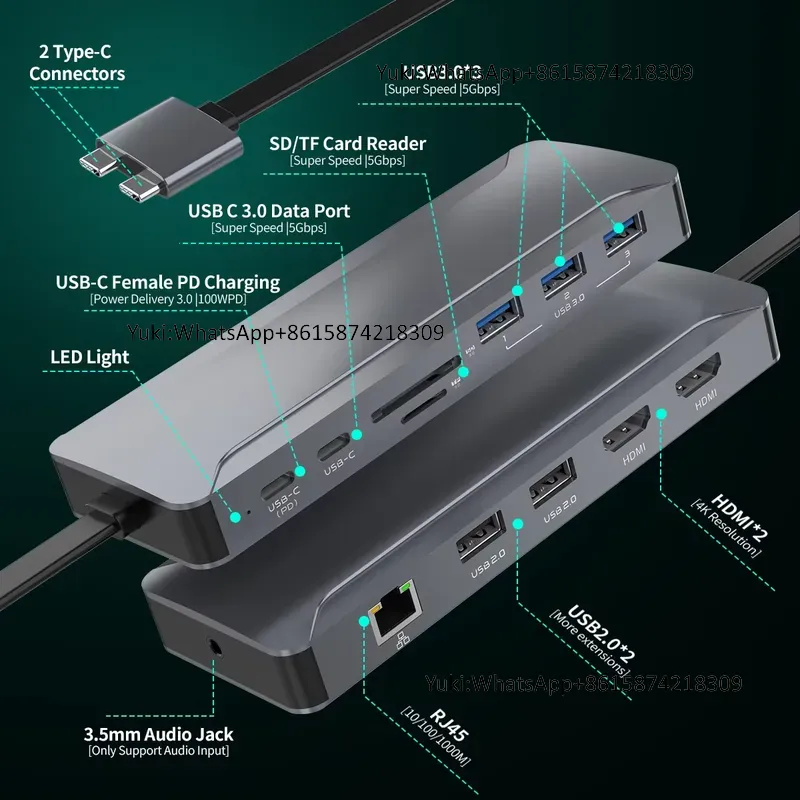 Station d'accueil USB-C 5 port - Rj45 Jack avis et prix