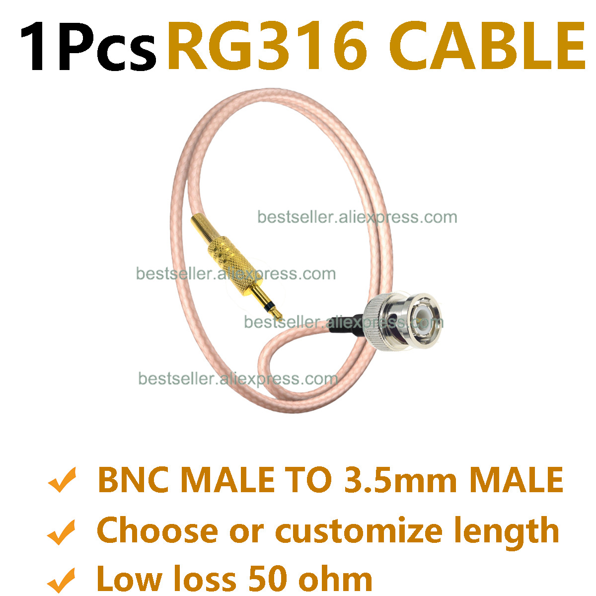1 pièces RG316 BNC mâle à 3.5m - Audio Jumper Wire avis et prix