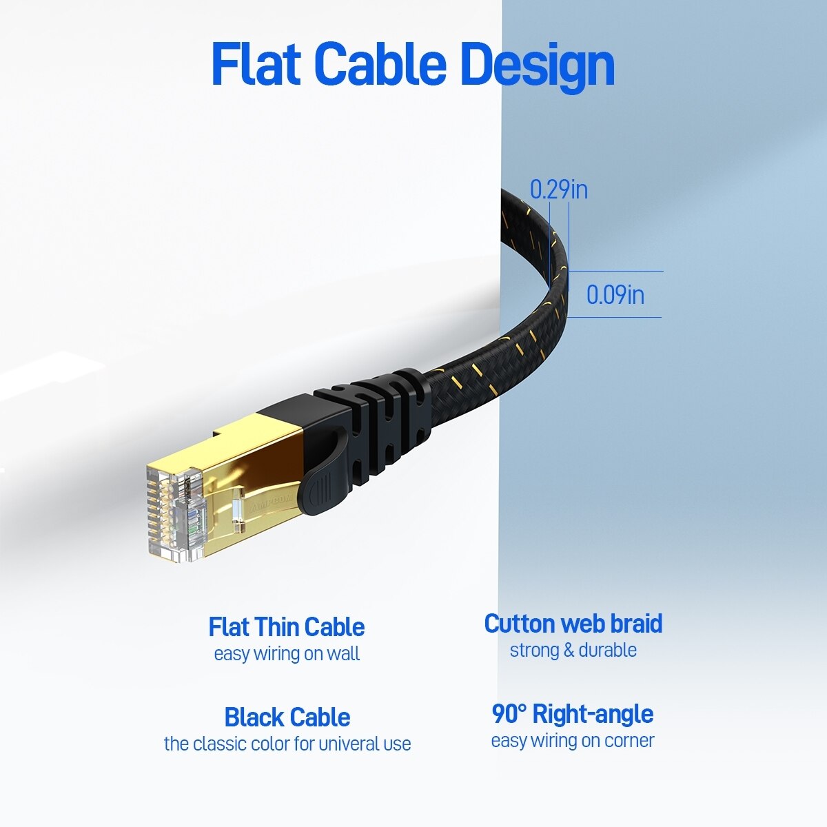 AMPCOM-Câble Ethernet CAT7 SFT - Rj45 Jack avis et prix